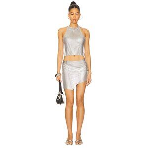 OW Collection Gemma Mini Skirt in Silver Medium New Womens Chainmail